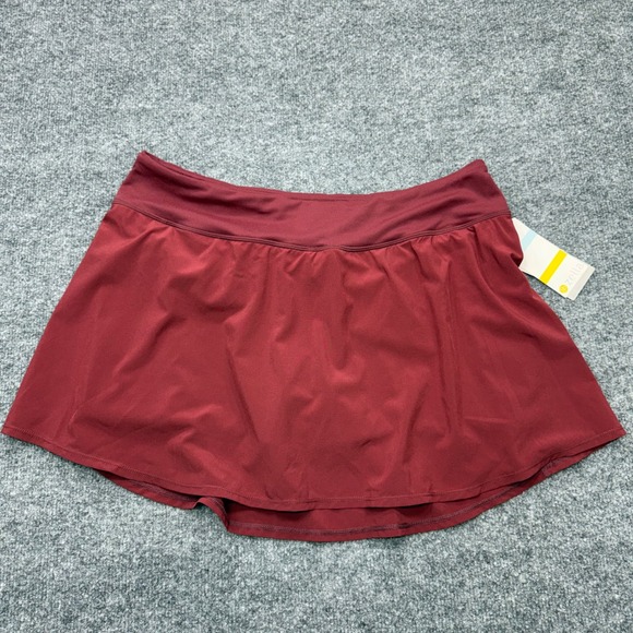 Zella Pants - Zella Womens XL Burgundy Spice Active Skort Built-in Shorts Zipper Pocket NEW